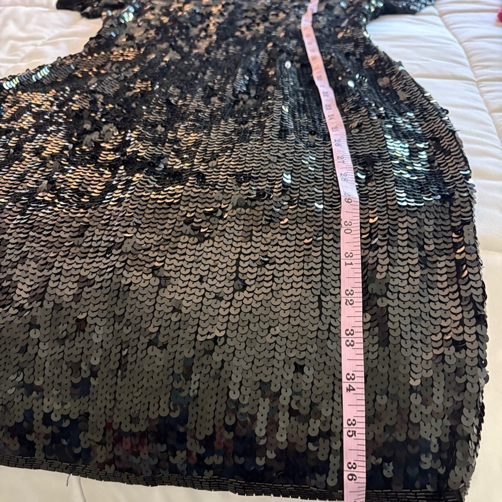 Vintage Elegant Black Sequin Mini Dress - Picture 13 of 15